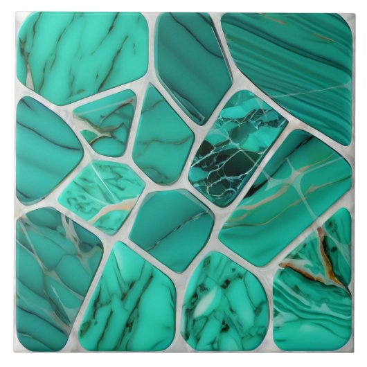 エメラルドコースト大理石モザイクセルズ抽象芸術アート タイル (正面)