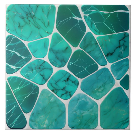 エメラルドコースト大理石モザイクセルズ抽象芸術アート タイル (正面)