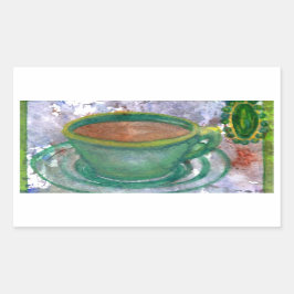 エメラルドコーヒークリケットディーアンコーヒーアート 長方形シール