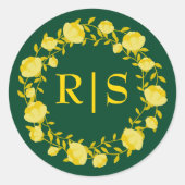 エメラルドゴールドのエレガンス ウェディング ラウンドシール (正面)