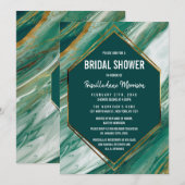 エメラルドゴールドアブストラクトアゲート大理石 ブライダルシャワー 招待状 (正面/裏面)