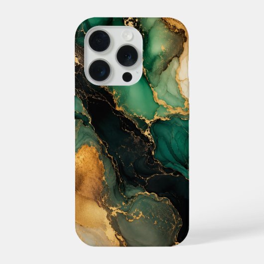 エメラルドゴールドマーブルiPhone 16ケース iPhoneケース (裏面)