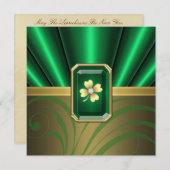 エメラルドシルクプリーツジュエルセントパトリックズデイ招待状 招待状 (正面/裏面)