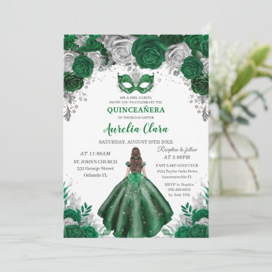 エメラルドシルバーフローラマスカレードボールキンセアニラ 招待状 (スタンド正面)