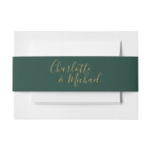エメラルドシンプルグリーンと金ゴールドシグネチャ 招待状ベリーバンド (正面例)