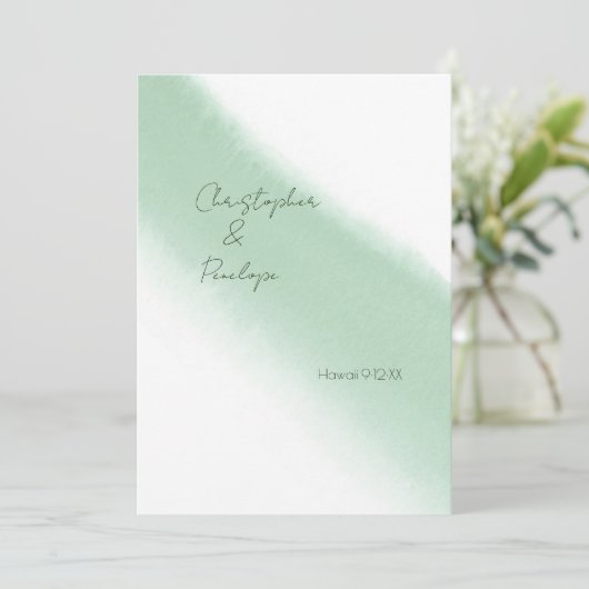 エメラルドシンプルグリーンウォーターの色の保存日付 招待状