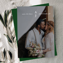 エメラルドシンプルグリーンフォトモノグラム結婚ズ