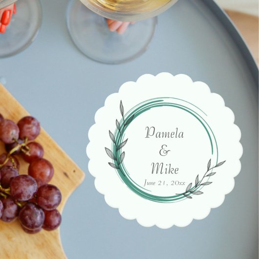 エメラルドシンプルグリーンリース結婚ズ ペーパーコースター