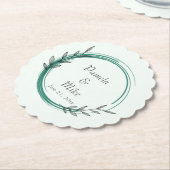 エメラルドシンプルグリーンリース結婚ズ ペーパーコースター (アングル)