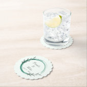 エメラルドシンプルグリーンリース結婚ズ ペーパーコースター (インサイチュ)