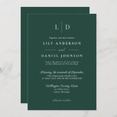 エメラルドシンプルグリーンQRコード結婚ズ 招待状 (正面/裏面)