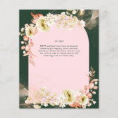 エメラルドシーズンピンクグリーンフローラ結婚式の招待 (裏面)