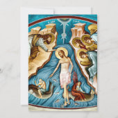 エメラルドシー ブルー 正教会 キリスト教 洗礼 招待状 (裏面)