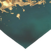 エメラルドジェイド金ゴールド(ばちゃばちゃ)跳ねる抽象芸術 ショートテーブルランナー (コーナー)
