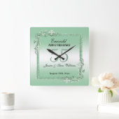 エメラルドジェム&グリッター55結婚周年 スクエア壁時計 (ホーム)