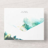 エメラルドジュエルトーンの結婚式招待状 オールインワン招待状 (裏面)