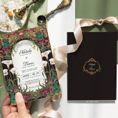 エメラルドジュエルトーンフローラ結婚アールヌーボー 招待状