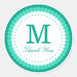 エメラルドスカロップモノグラムありがとう ラウンドシール