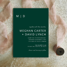 エメラルドスタイリッシュグモダンリー・モノグラム結婚ズ 招待状