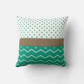 エメラルドスタイリッシュグリーンとホワイトシェブロンの水玉模様 クッション (裏面)
