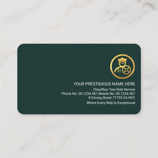 エメラルドスタイリッシュグリーン金ゴールドライン駆動 名刺 (裏面)