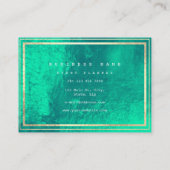 エメラルドストライプグリーン金ゴールドメタリックガラスの額縁 名刺 (裏面)
