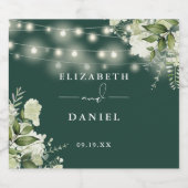 エメラルドストリングライトフローラ結婚グリーン ビールラベル (シングルラベル)