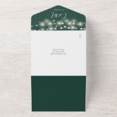 エメラルドストリングライトQRコードモノグラム結婚ズ オールインワン招待状 (外側)