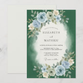 エメラルドスレート芍薬の結婚式 招待状 (正面/裏面)