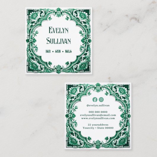 エメラルドセラミッインスパイアク名刺 スクエア名刺 (正面/裏面)