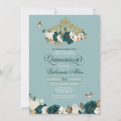 エメラルドセージ緑エレガント蝶キンセアニェラ 招待状 (正面)