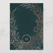 エメラルドダスティバラ金ゴールドモノグラムリース結婚ズ 招待状 (裏面)