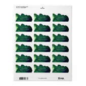 エメラルドダークグリーン水カラーミニマル抽象芸術 ラベル (フルシート)