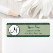 エメラルドティール（緑がかった色）フローラウィスストライプ&モノグラム付きゲーム ラベル (インサイチュ)