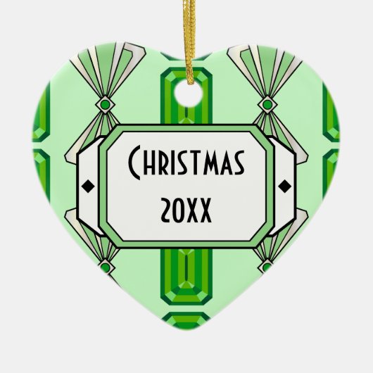 エメラルドデコストライプ セラミックオーナメント (正面)