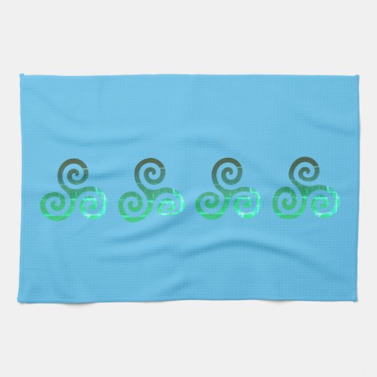 エメラルドトリスケレ古代ケルトのシンボル キッチンタオル (横)