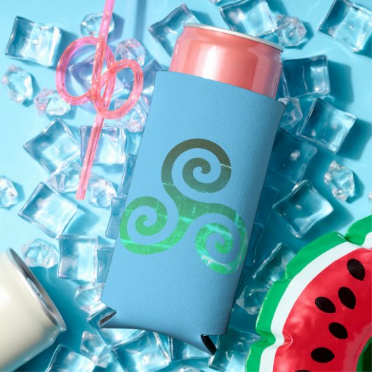 エメラルドトリスケレ古代ケルトのシンボル スリム缶クーラー (インサイチュ 夏)