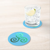 エメラルドトリスケレ古代ケルトのシンボル ラウンドペーパーコースター (インサイチュ)