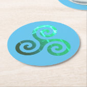 エメラルドトリスケレ古代ケルトのシンボル ラウンドペーパーコースター (アングル)