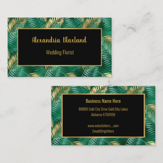 エメラルドトロピカルパームビジネスカード 名刺 (正面/裏面)