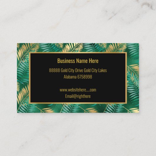 エメラルドトロピカルパームビジネスカード 名刺 (裏面)