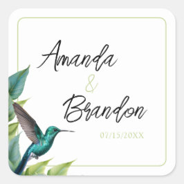 エメラルドハミングバード離れトロピカル結婚ズ スクエアシール