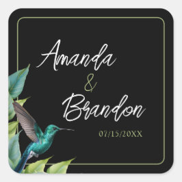 エメラルドハミングバード離れトロピカル結婚ズ スクエアシール