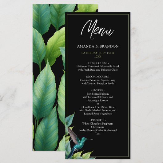 エメラルドハミングバード離れトロピカル結婚ズ メニュー (正面/裏面)