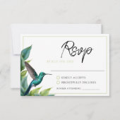 エメラルドハミングバード離れトロピカル結婚ズ 出欠カード (正面)
