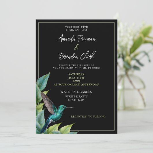 エメラルドハミングバード離れトロピカル結婚ズ 招待状 (スタンド正面)