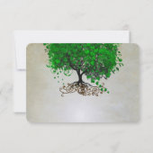 エメラルドハートの葉の木の結婚式招待状 出欠カード (裏面)