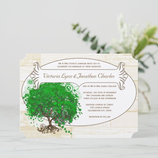 エメラルドハートリーフツリーバーンウッド結婚ズ 招待状 (スタンド正面)