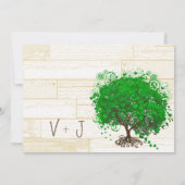 エメラルドハートリーフツリーバーンウッド結婚ズ 招待状 (裏面)