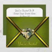 エメラルドバタフライ宝石パーティの招待状 招待状 (正面/裏面)